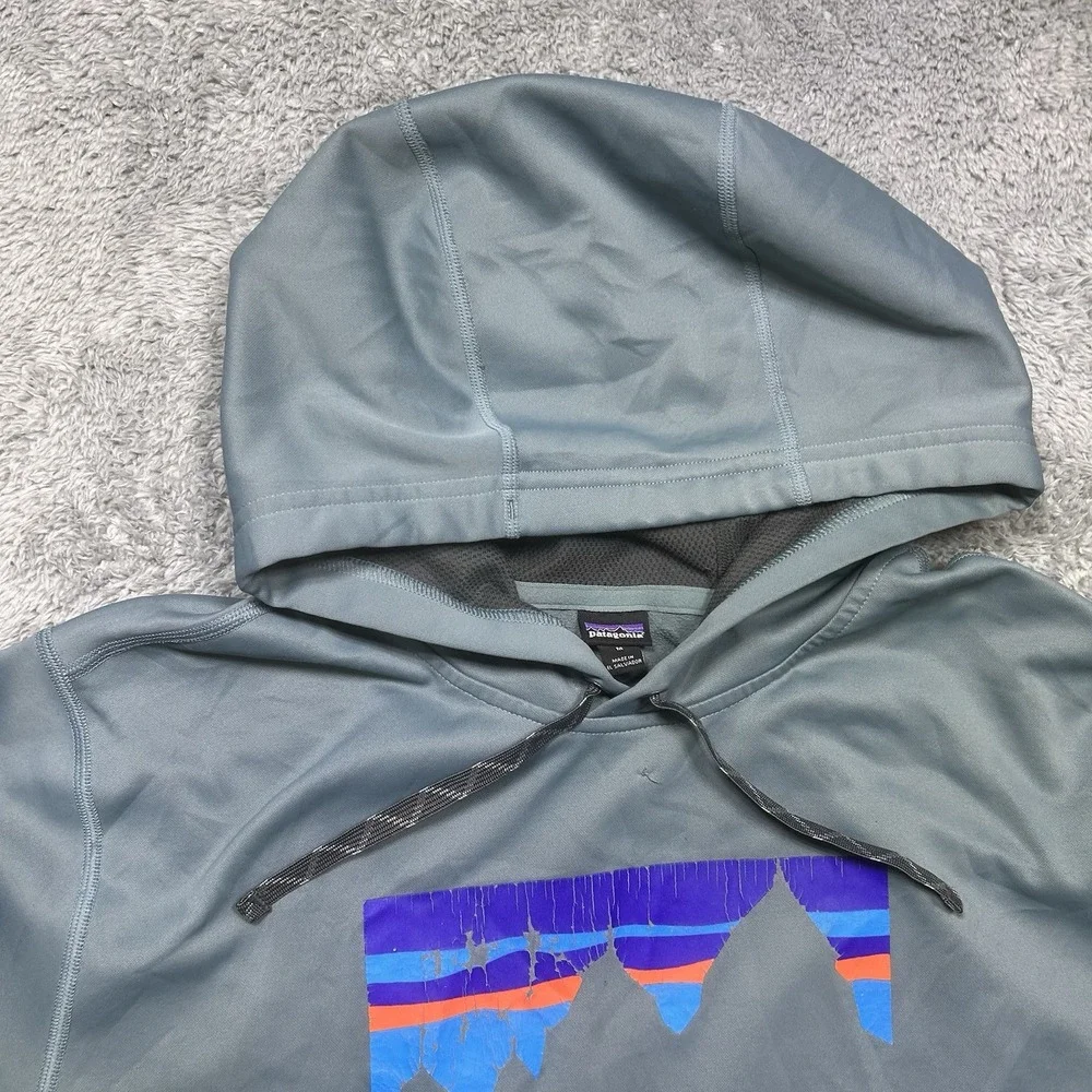 Patagonia Shop Sticker PolyCycle Hoody Hoodie Men's M Gray‎ *SPOTS/SCRATCH
